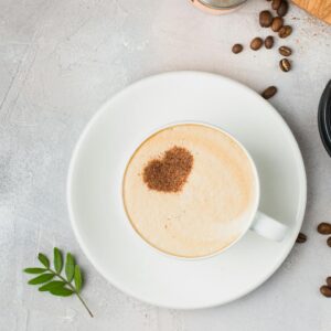 round white ceramic saucer and coffee cup